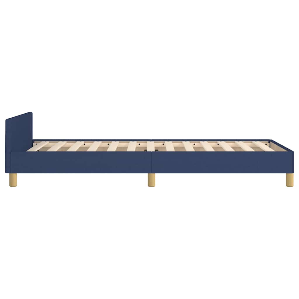 Cadre de lit avec tête de lit sans matelas bleu 90x190 cm tissu - XIOS