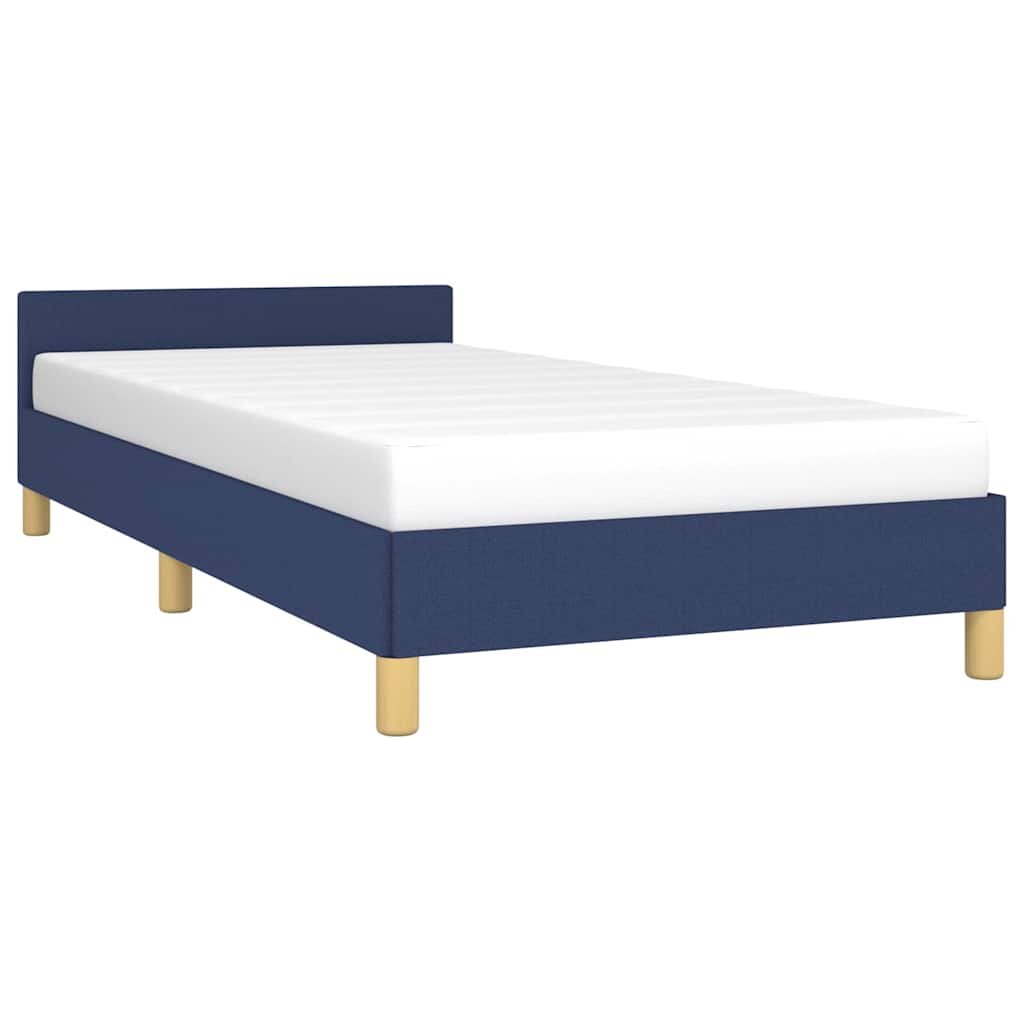 Cadre de lit avec tête de lit sans matelas bleu 90x200 cm tissu - XIOS