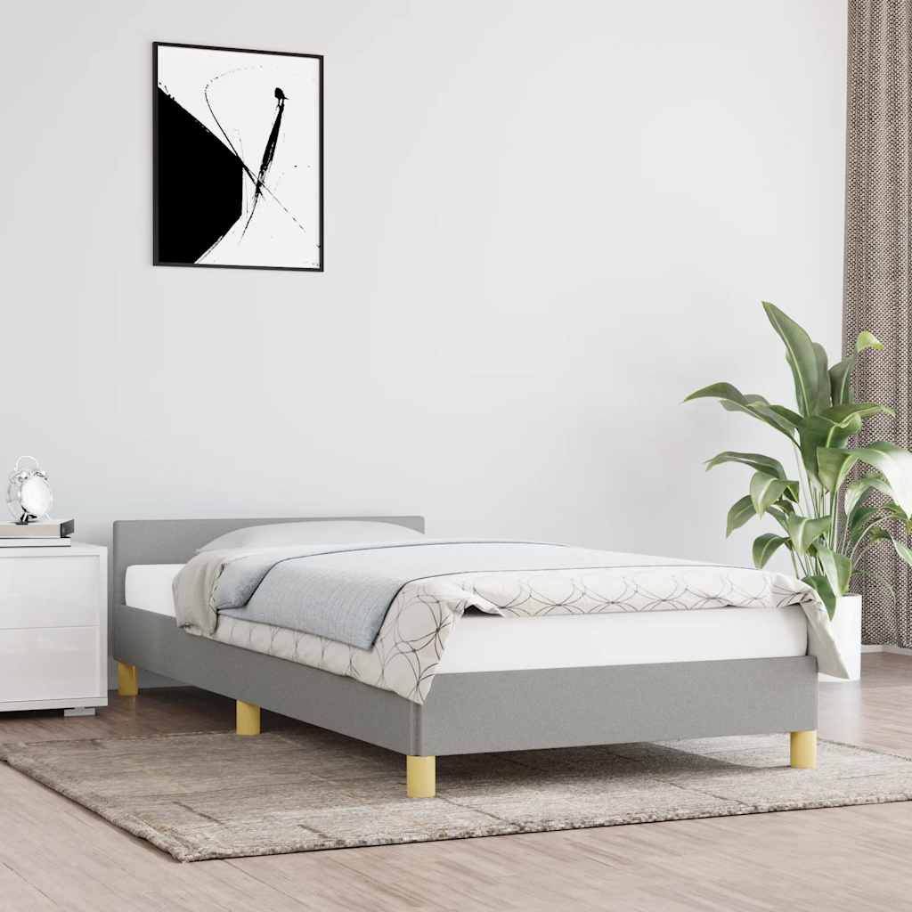 Cadre de lit sans matelas gris clair 100x200 cm tissu - XIOS