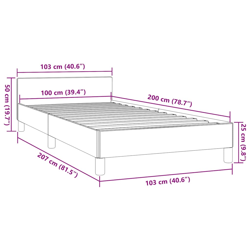 Cadre de lit sans matelas marron foncé 100x200 cm tissu - XIOS