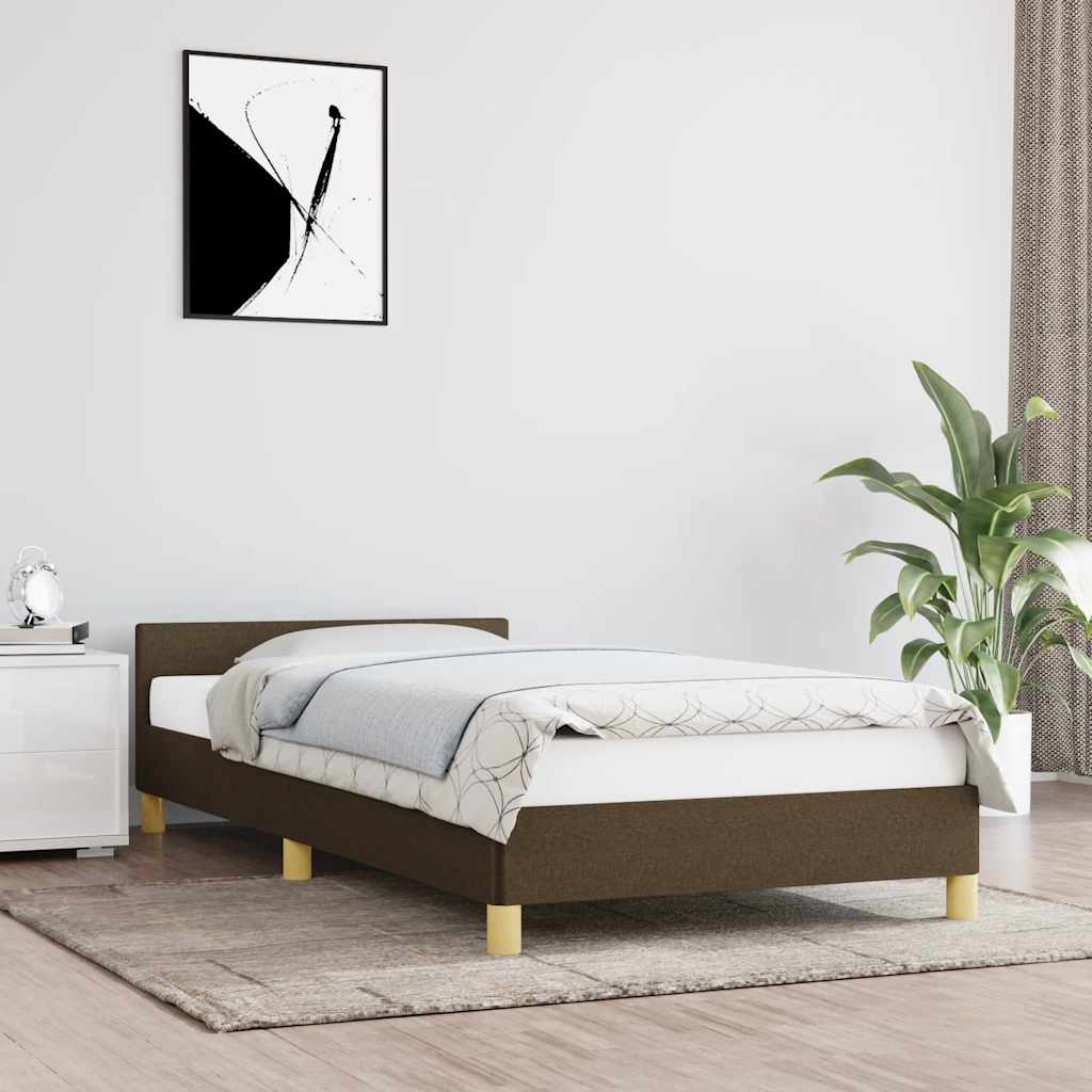 Cadre de lit sans matelas marron foncé 100x200 cm tissu - XIOS