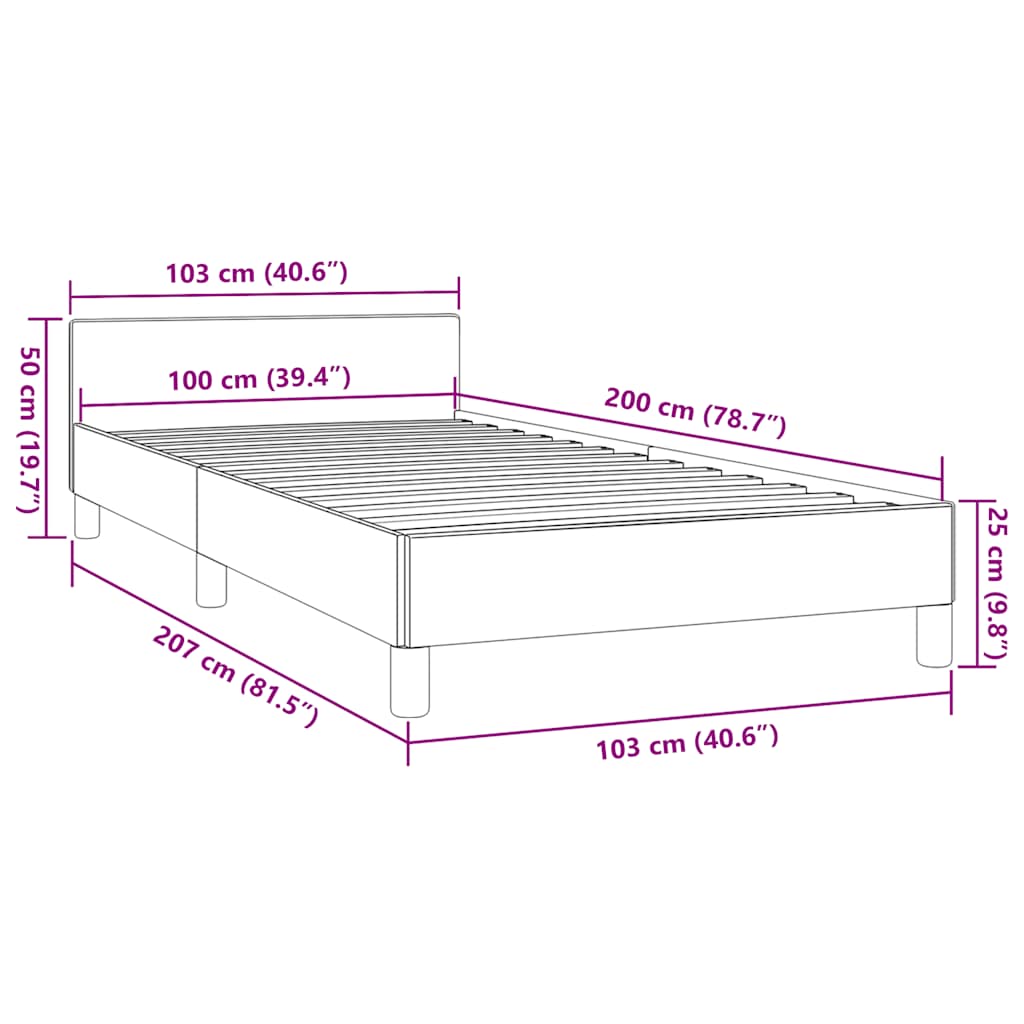 Cadre de lit sans matelas taupe 100x200 cm tissu - XIOS