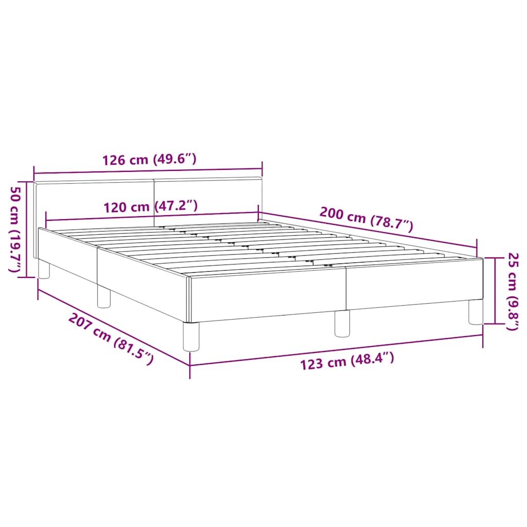 Cadre de lit sans matelas gris clair 120x200 cm tissu - XIOS