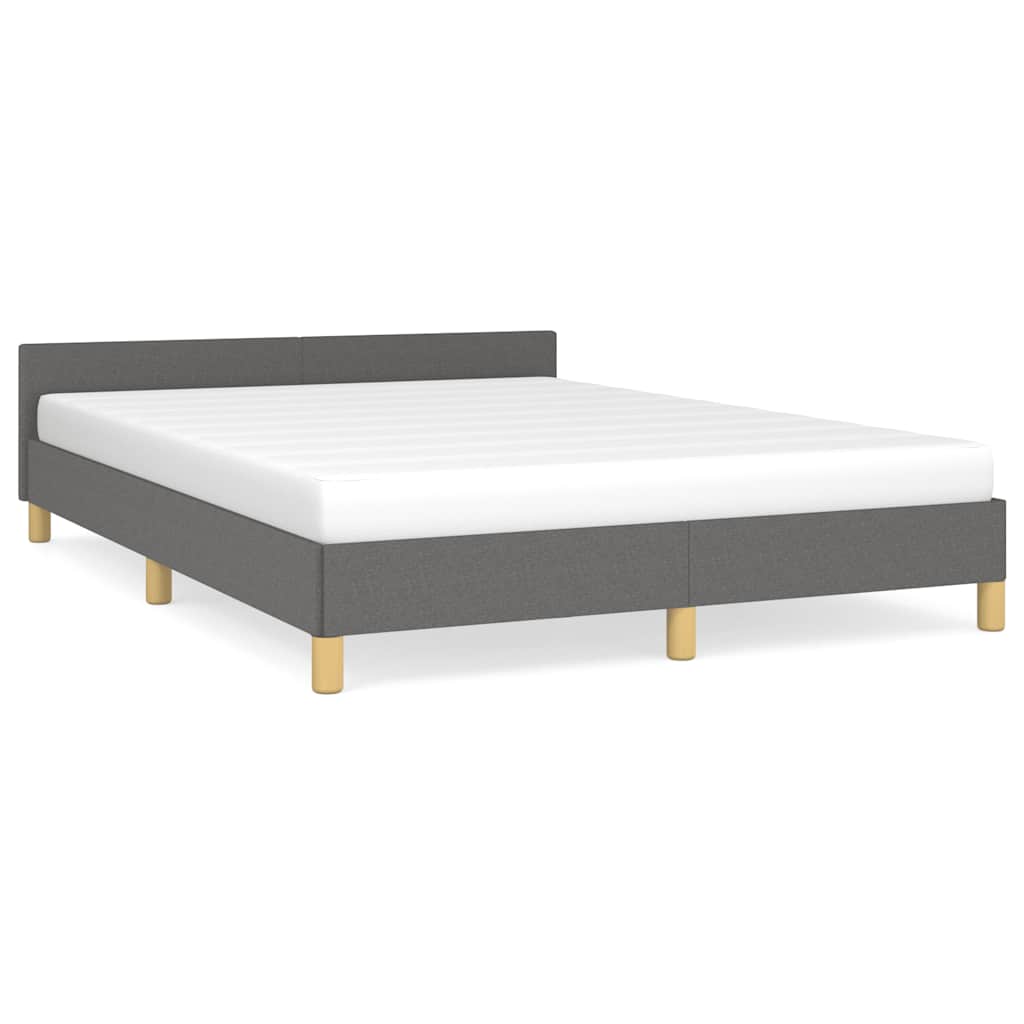 Cadre de lit sans matelas gris foncé 140x190 cm tissu - XIOS