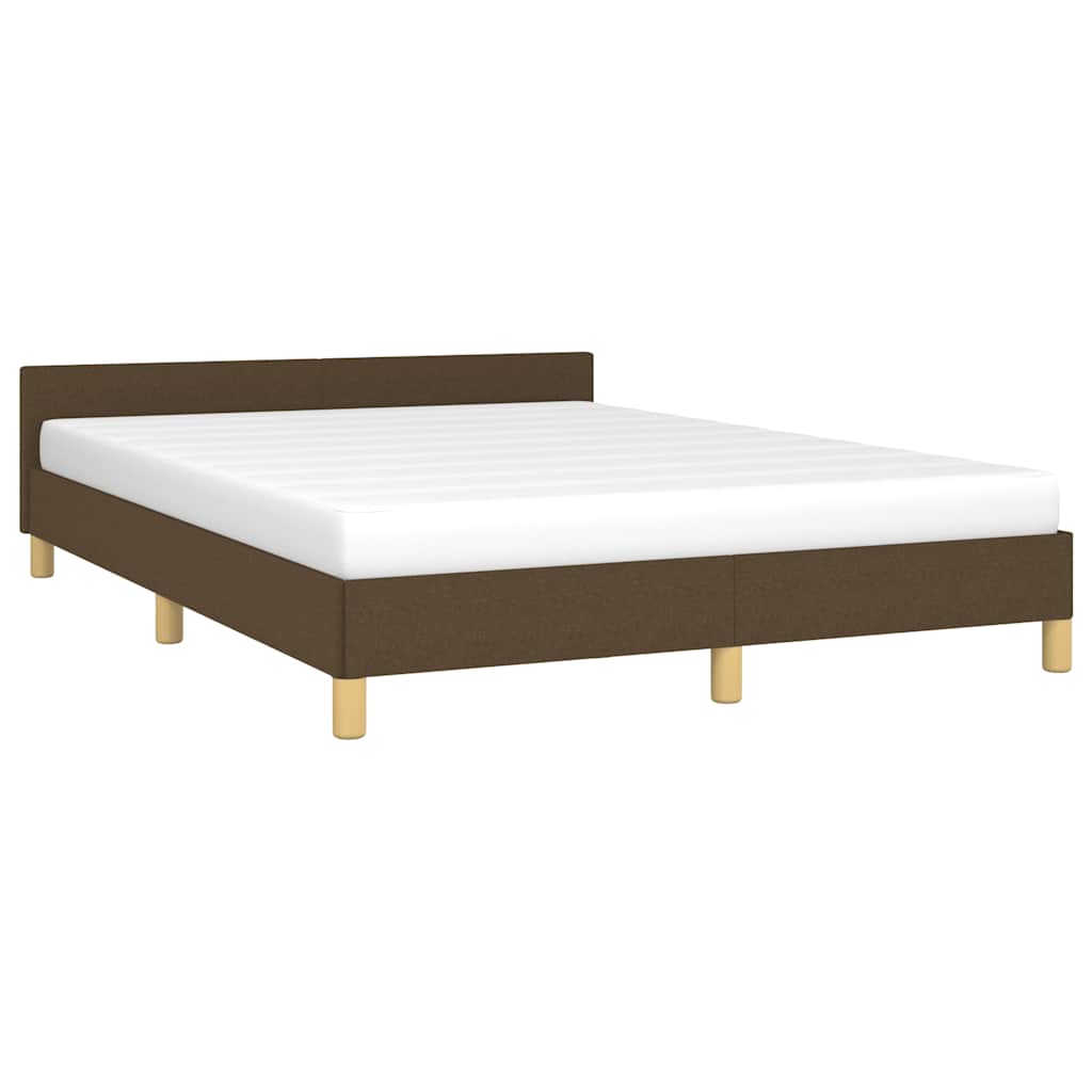 Cadre de lit sans matelas marron foncé 140x190 cm tissu - XIOS