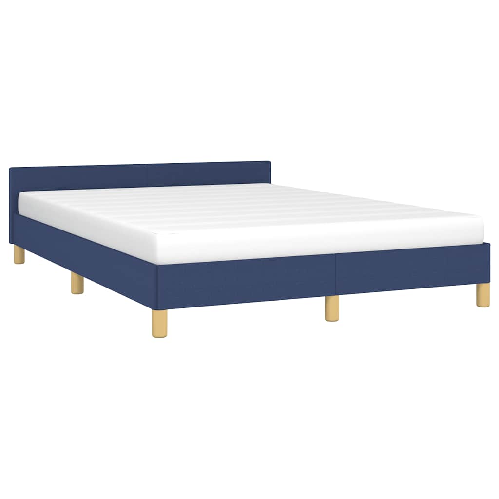 Cadre de lit avec tête de lit sans matelas bleu 140x190cm tissu - XIOS