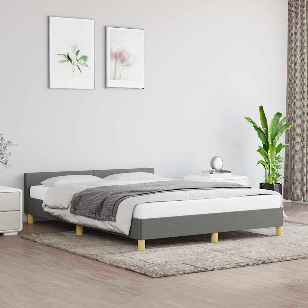 Cadre de lit sans matelas gris foncé 140x200 cm tissu - XIOS