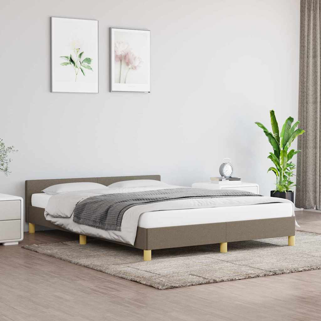 Cadre de lit sans matelas taupe 140x200 cm tissu - XIOS