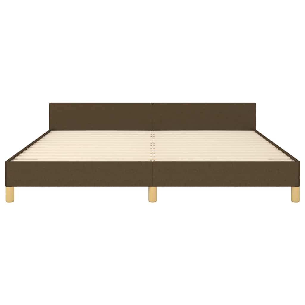 Cadre de lit sans matelas marron foncé 160x200 cm tissu - XIOS