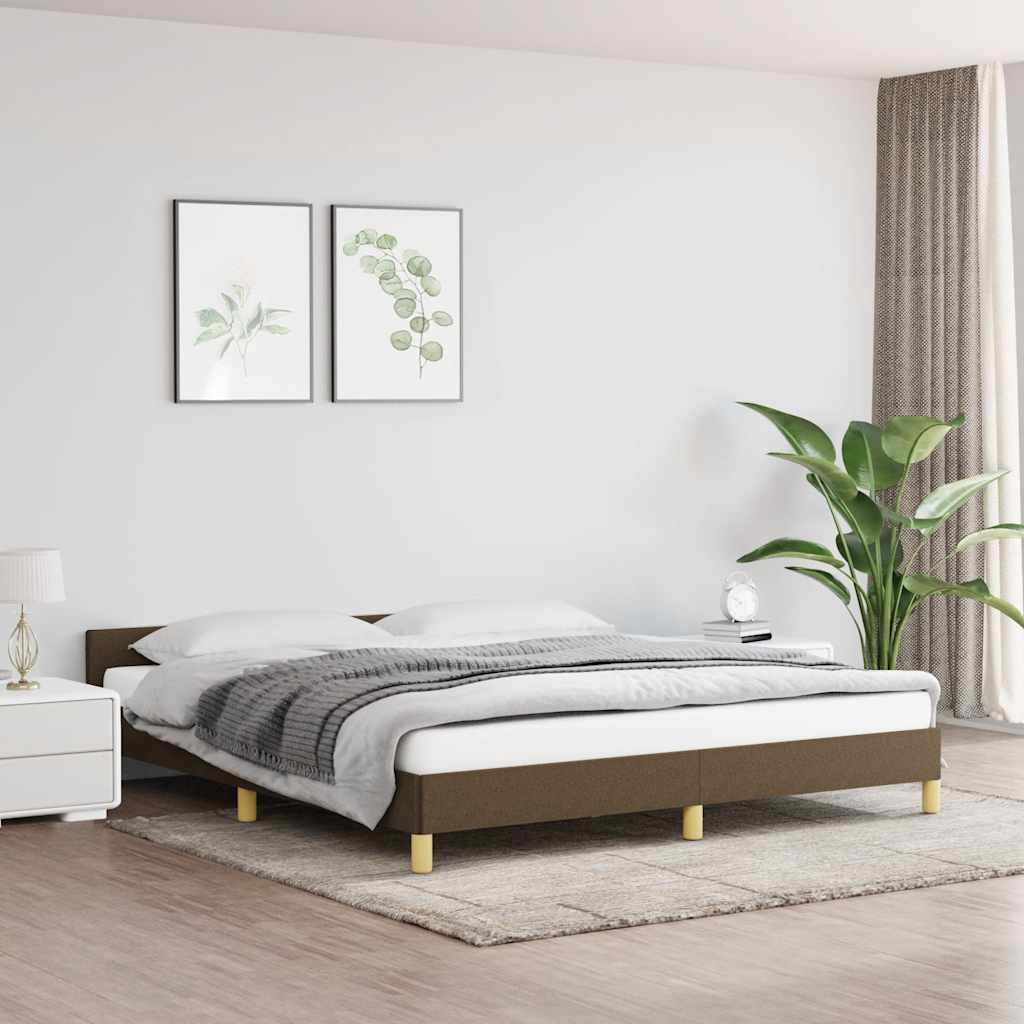 Cadre de lit sans matelas marron foncé 160x200 cm tissu - XIOS