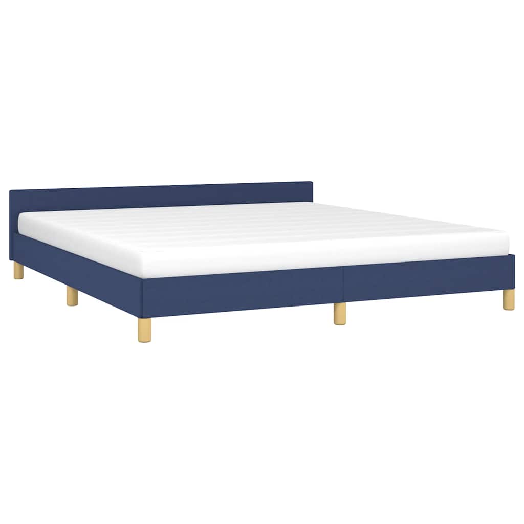 Cadre de lit avec tête de lit sans matelas bleu 160x200cm tissu - XIOS