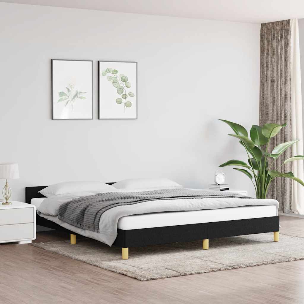Cadre de lit sans matelas noir 180x200 cm tissu - XIOS
