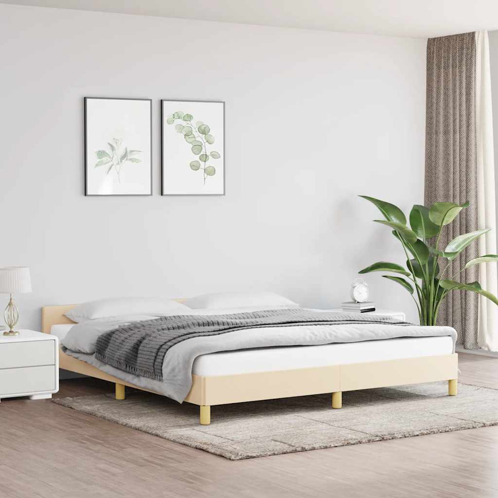 Cadre de lit sans matelas crème 180x200 cm tissu - XIOS