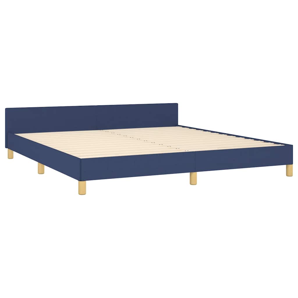Cadre de lit avec tête de lit sans matelas bleu 180x200cm tissu - XIOS