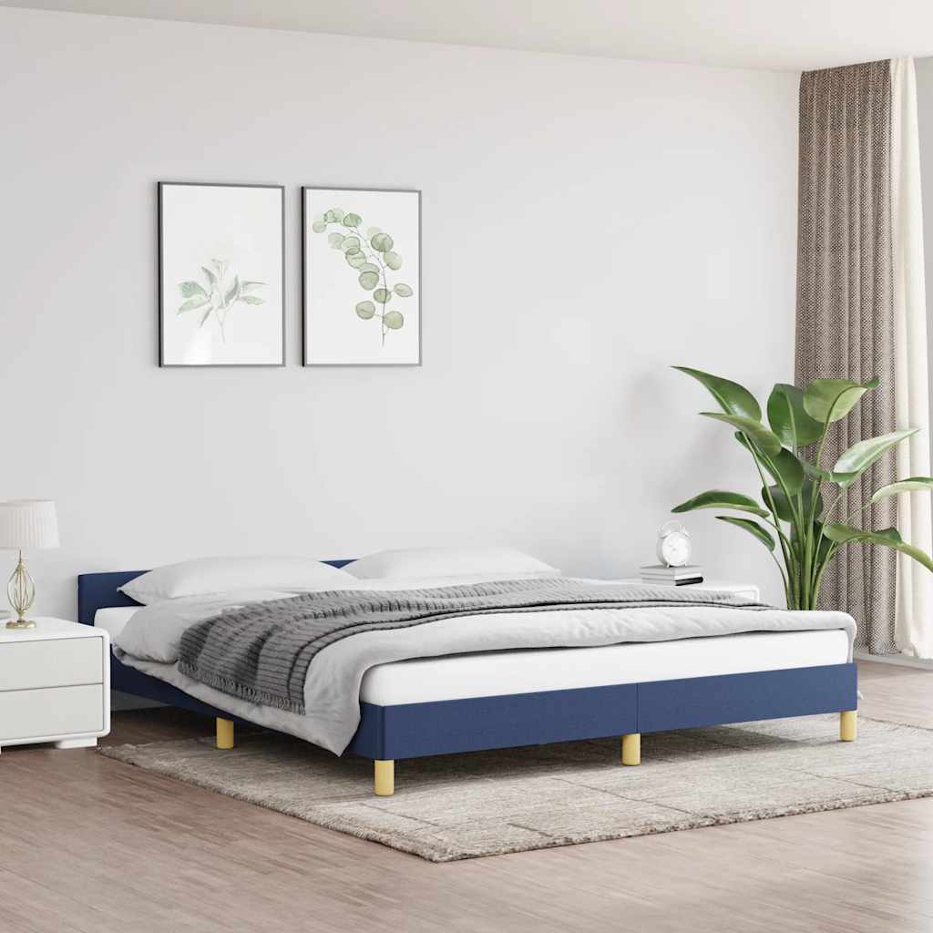 Cadre de lit avec tête de lit sans matelas bleu 180x200cm tissu - XIOS
