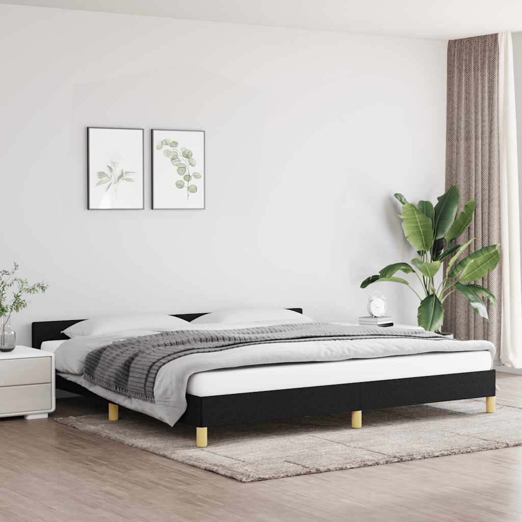 Cadre de lit sans matelas noir 200x200 cm tissu - XIOS