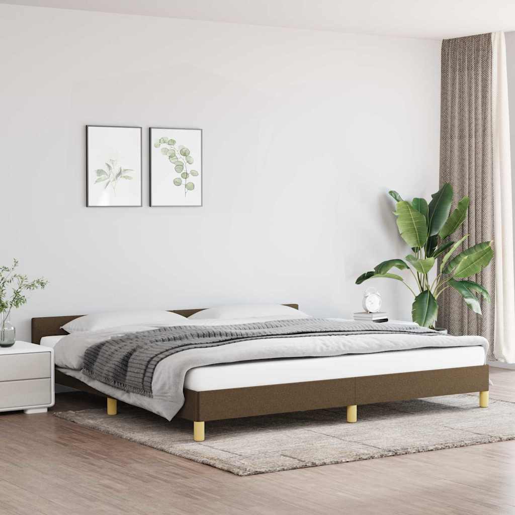 Cadre de lit sans matelas marron foncé 200x200 cm tissu - XIOS