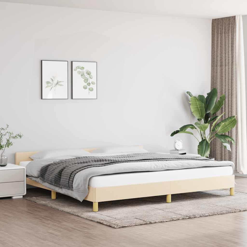Cadre de lit sans matelas crème 200x200 cm tissu - XIOS
