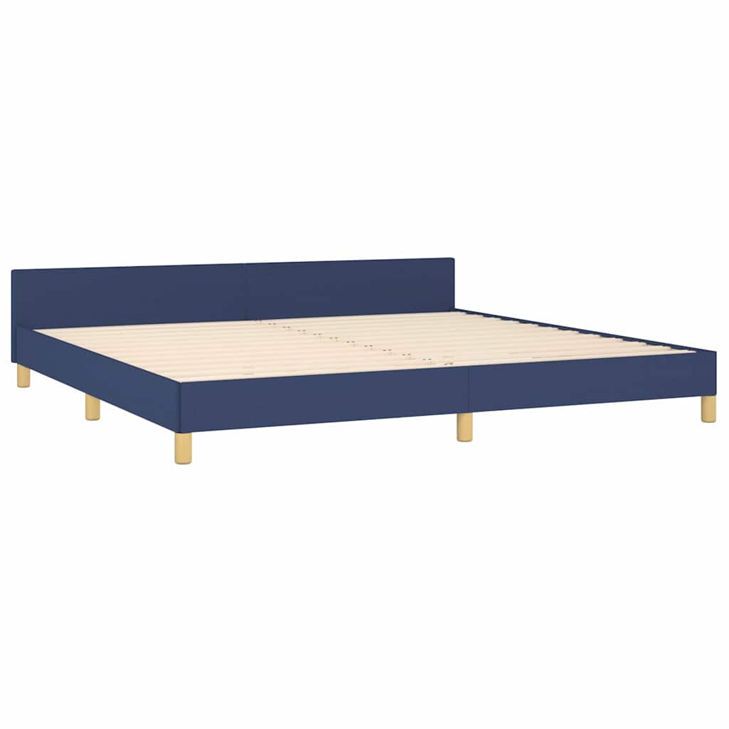 Cadre de lit avec tête de lit sans matelas bleu 200x200cm tissu - XIOS