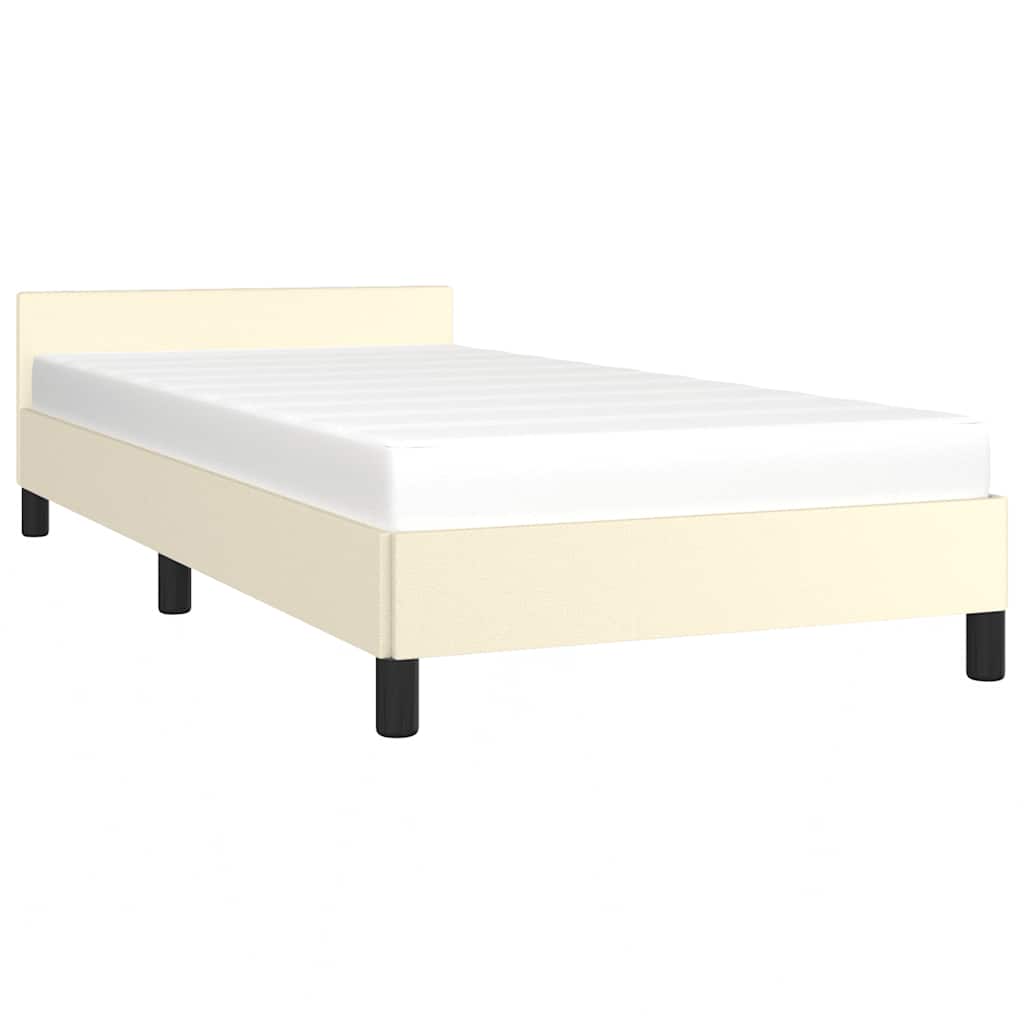Cadre de lit avec tête de lit sans matelas crème 80x200 cm - XIOS