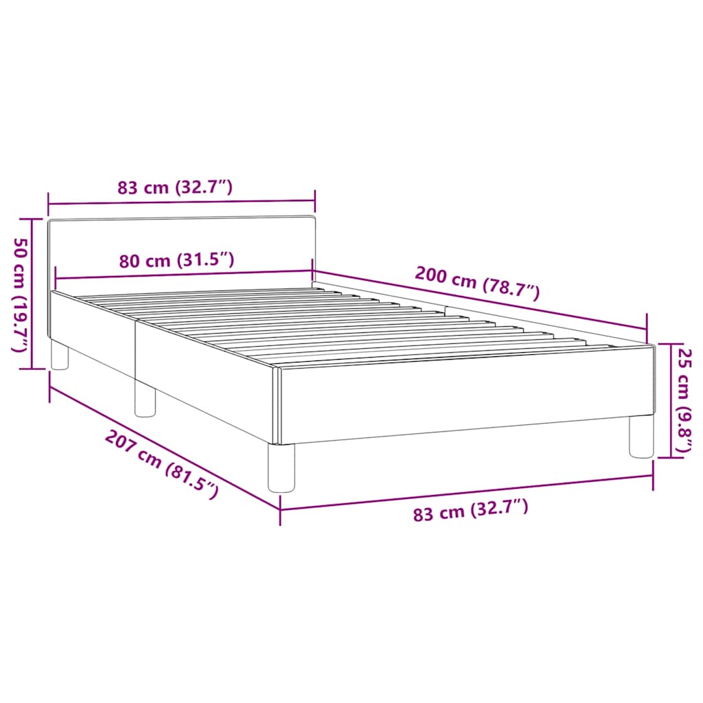 Cadre de lit avec tête de lit sans matelas cappuccino 80x200 cm - XIOS