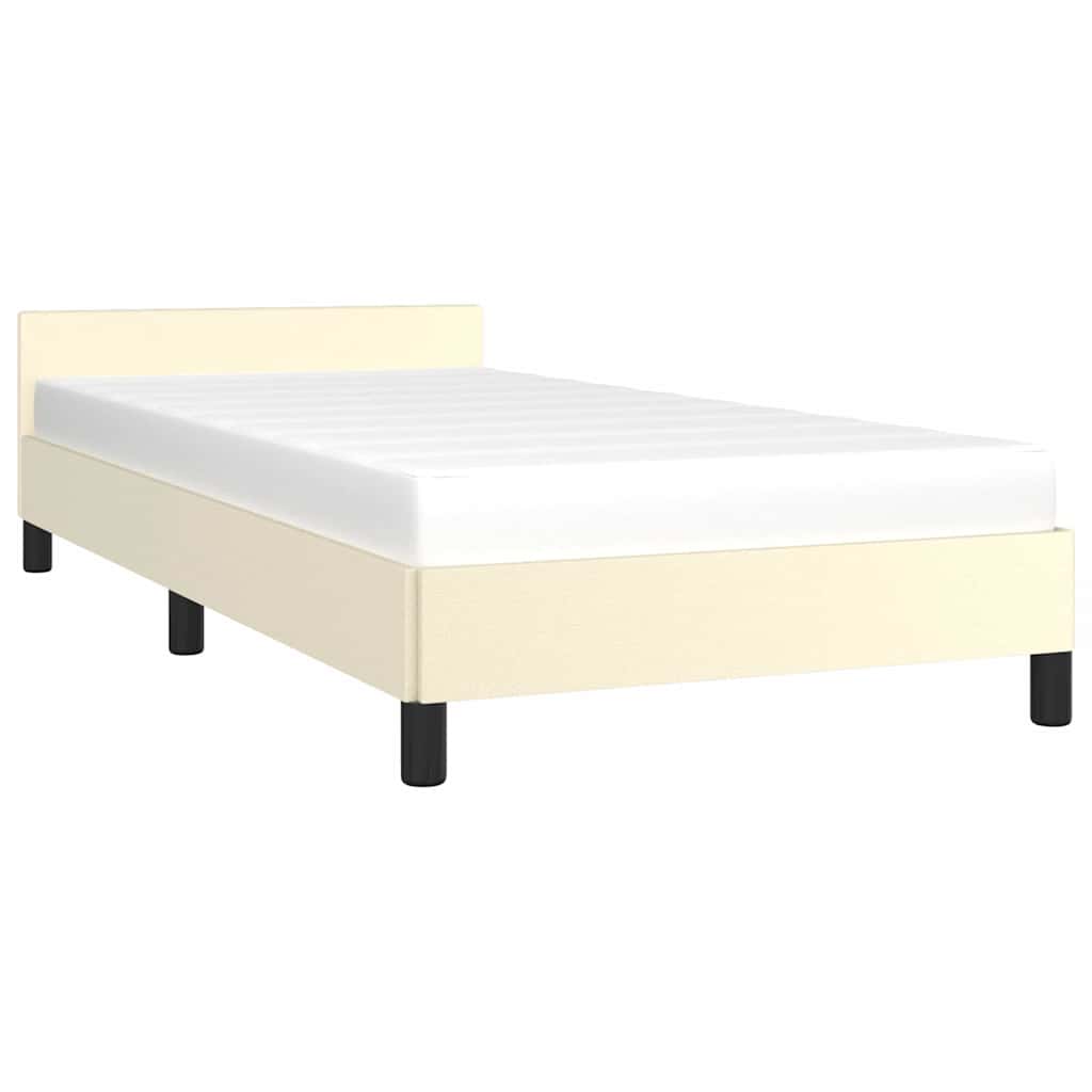 Cadre de lit avec tête de lit sans matelas crème 90x190 cm - XIOS
