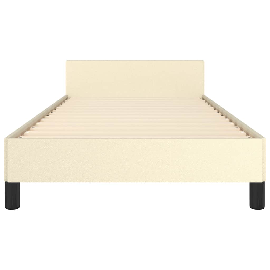 Cadre de lit avec tête de lit sans matelas crème 90x190 cm - XIOS