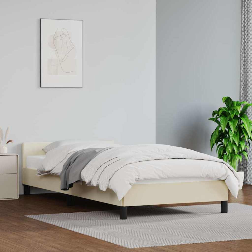 Cadre de lit avec tête de lit sans matelas crème 90x190 cm - XIOS