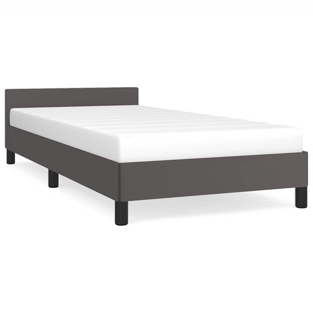 Cadre de lit avec tête de lit sans matelas gris 90x190 cm - XIOS