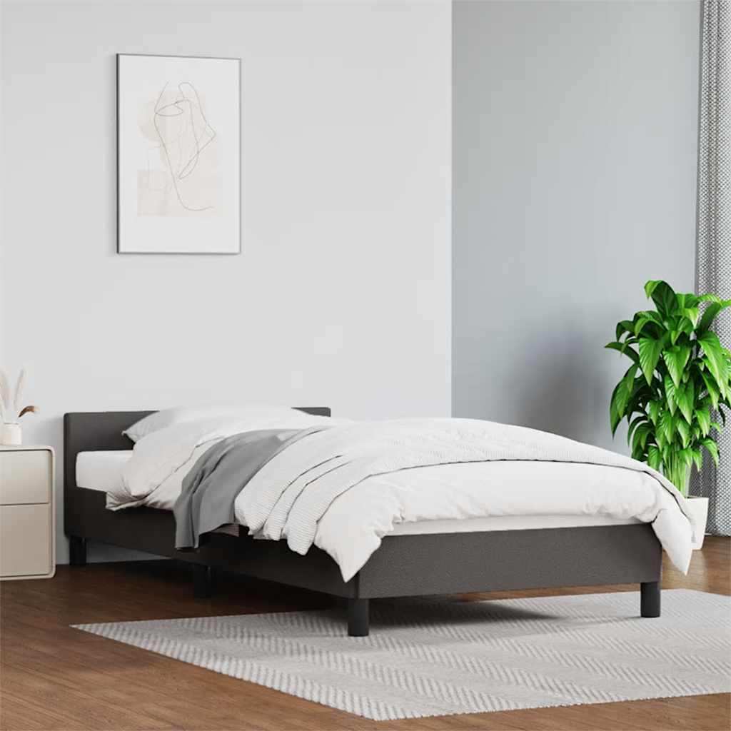 Cadre de lit avec tête de lit sans matelas gris 90x190 cm - XIOS