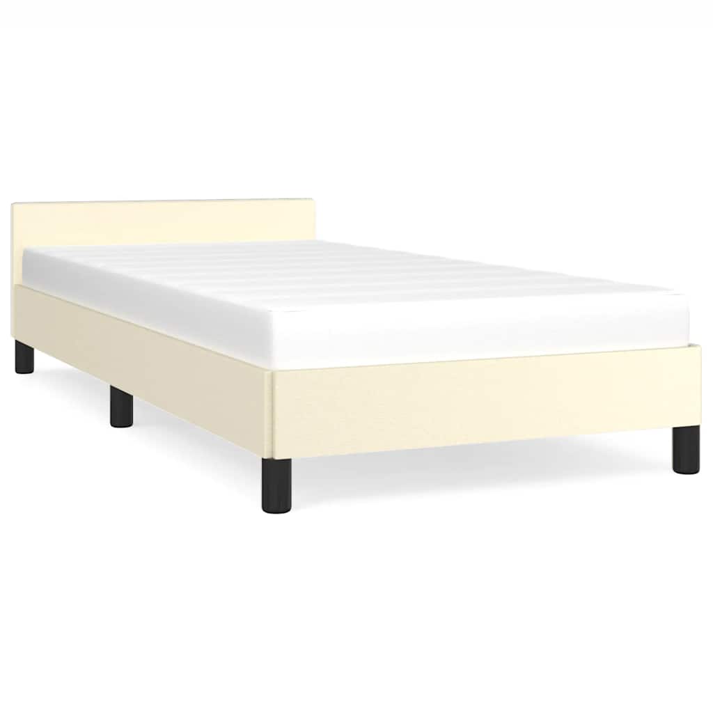 Cadre de lit avec tête de lit sans matelas crème 90x200 cm - XIOS