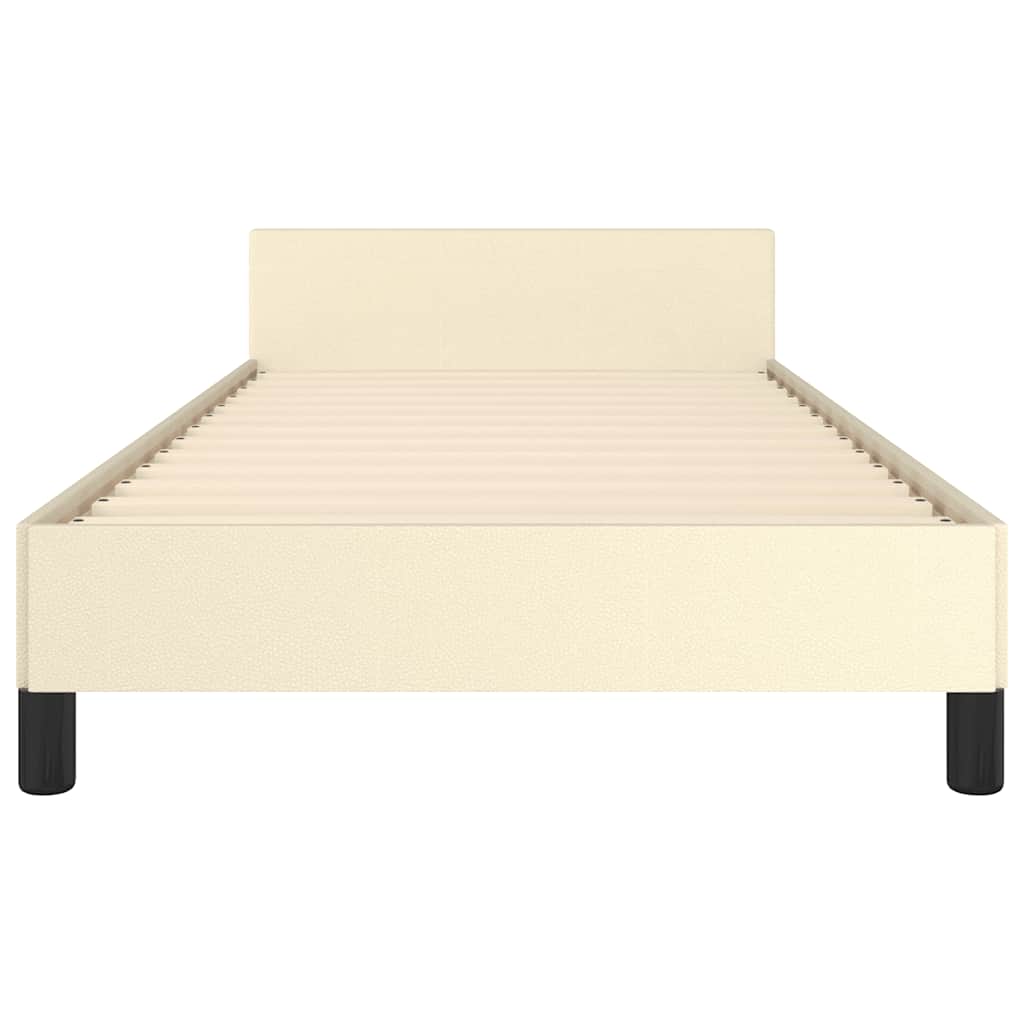 Cadre de lit avec tête de lit sans matelas crème 90x200 cm - XIOS