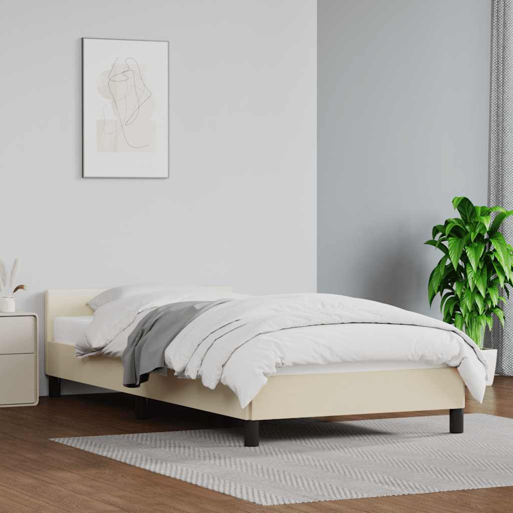Cadre de lit avec tête de lit sans matelas crème 90x200 cm - XIOS