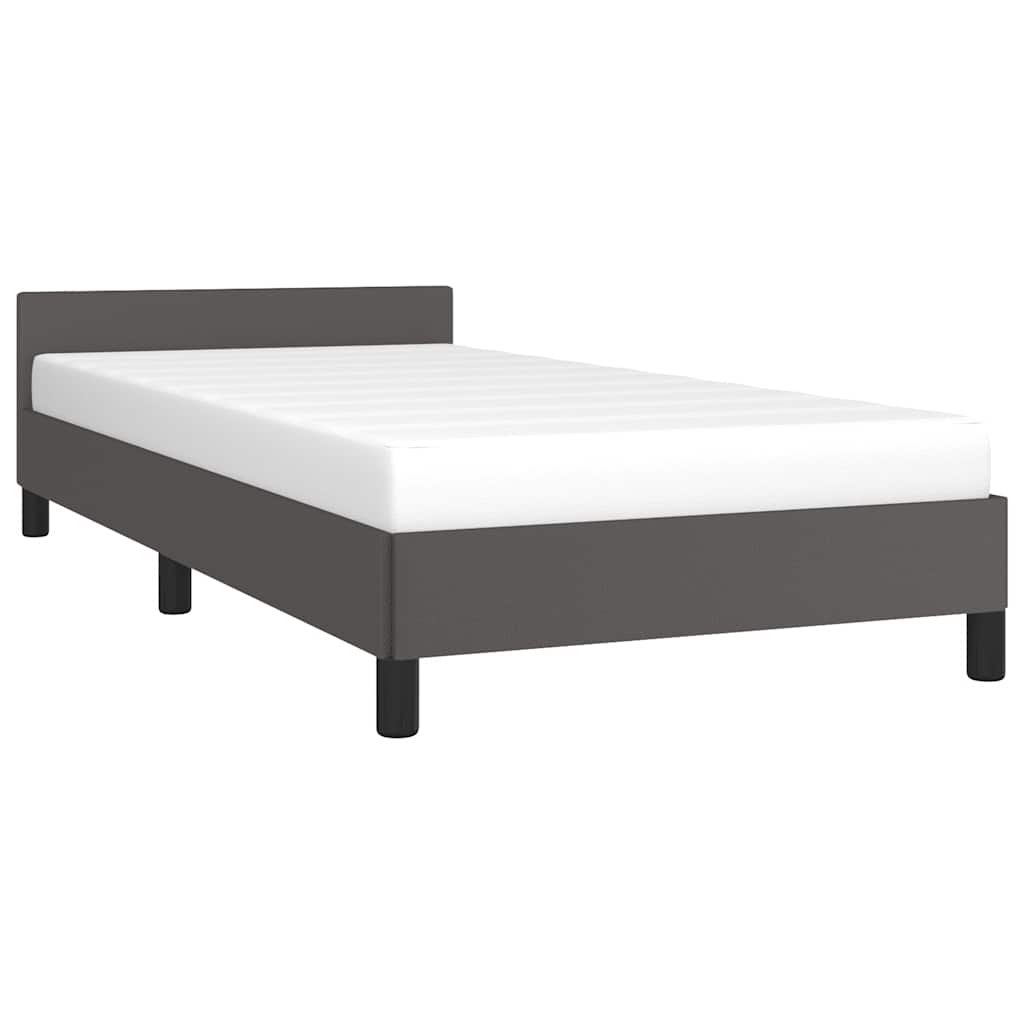 Cadre de lit avec tête de lit sans matelas gris 90x200 cm - XIOS