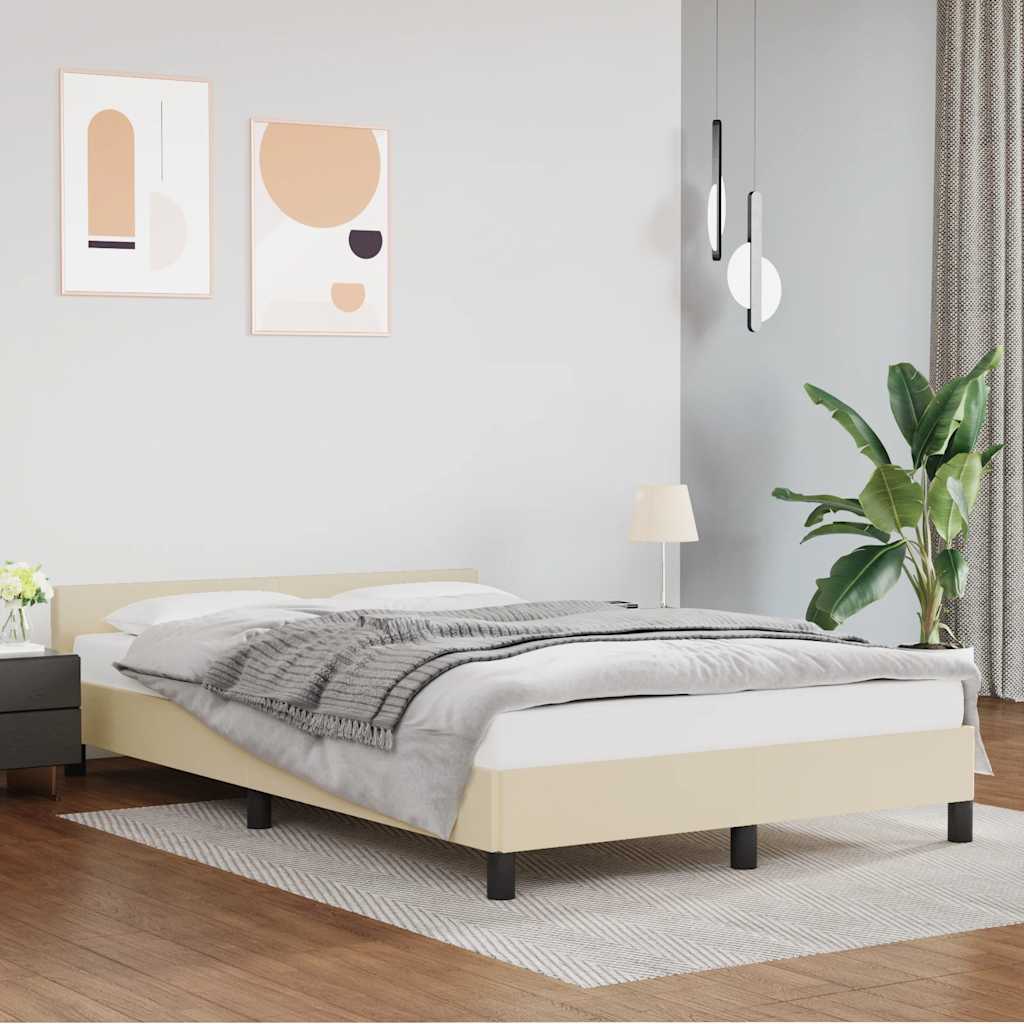 Cadre de lit avec tête de lit sans matelas crème 120x200 cm - XIOS