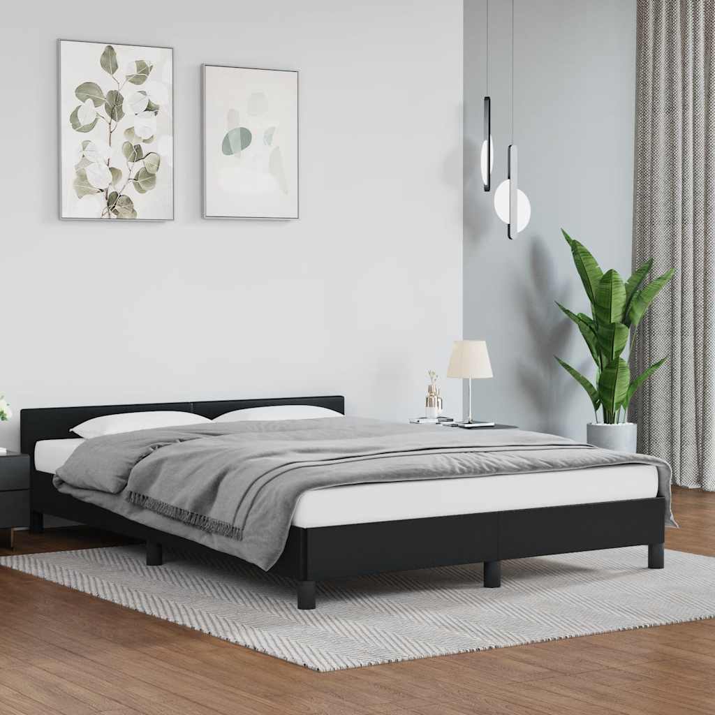 Cadre de lit avec tête de lit sans matelas noir 140x190 cm - XIOS