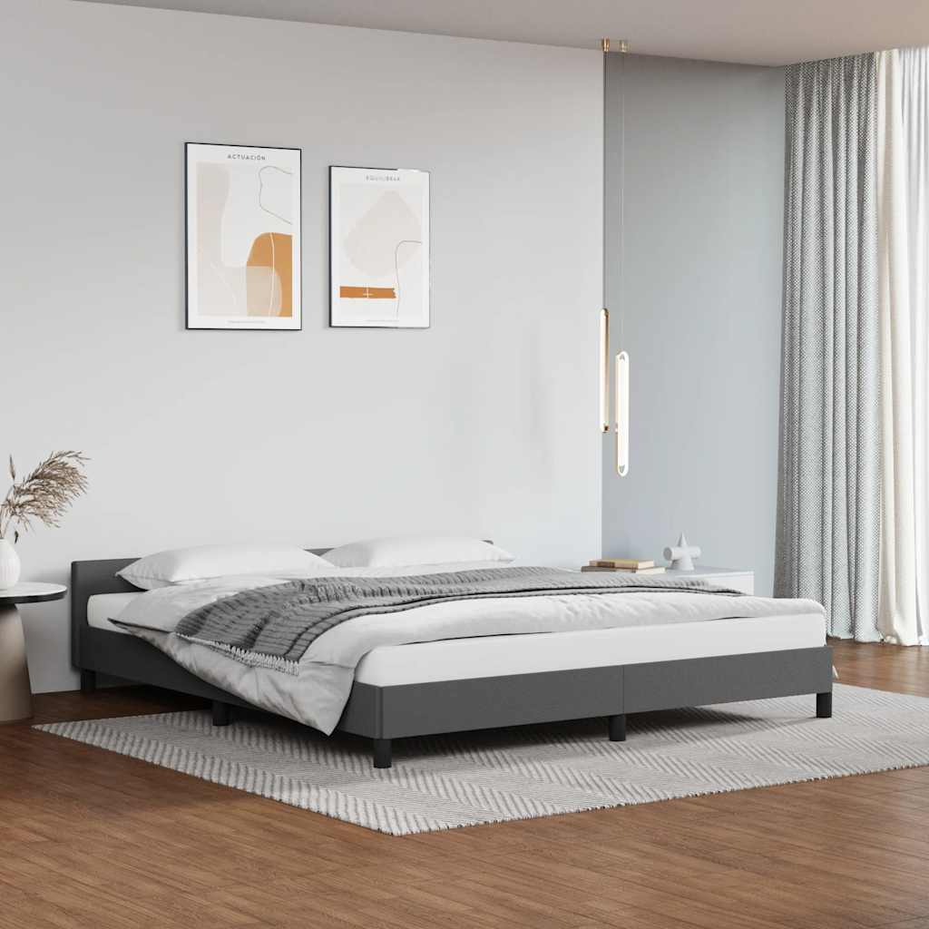 Cadre de lit avec tête de lit sans matelas gris 180x200 cm - XIOS
