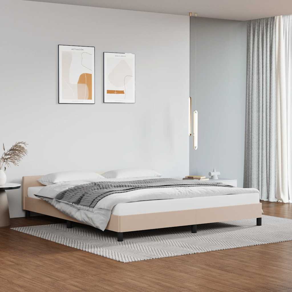 Cadre de lit avec tête de lit sans matelas cappuccino 180x200cm - XIOS