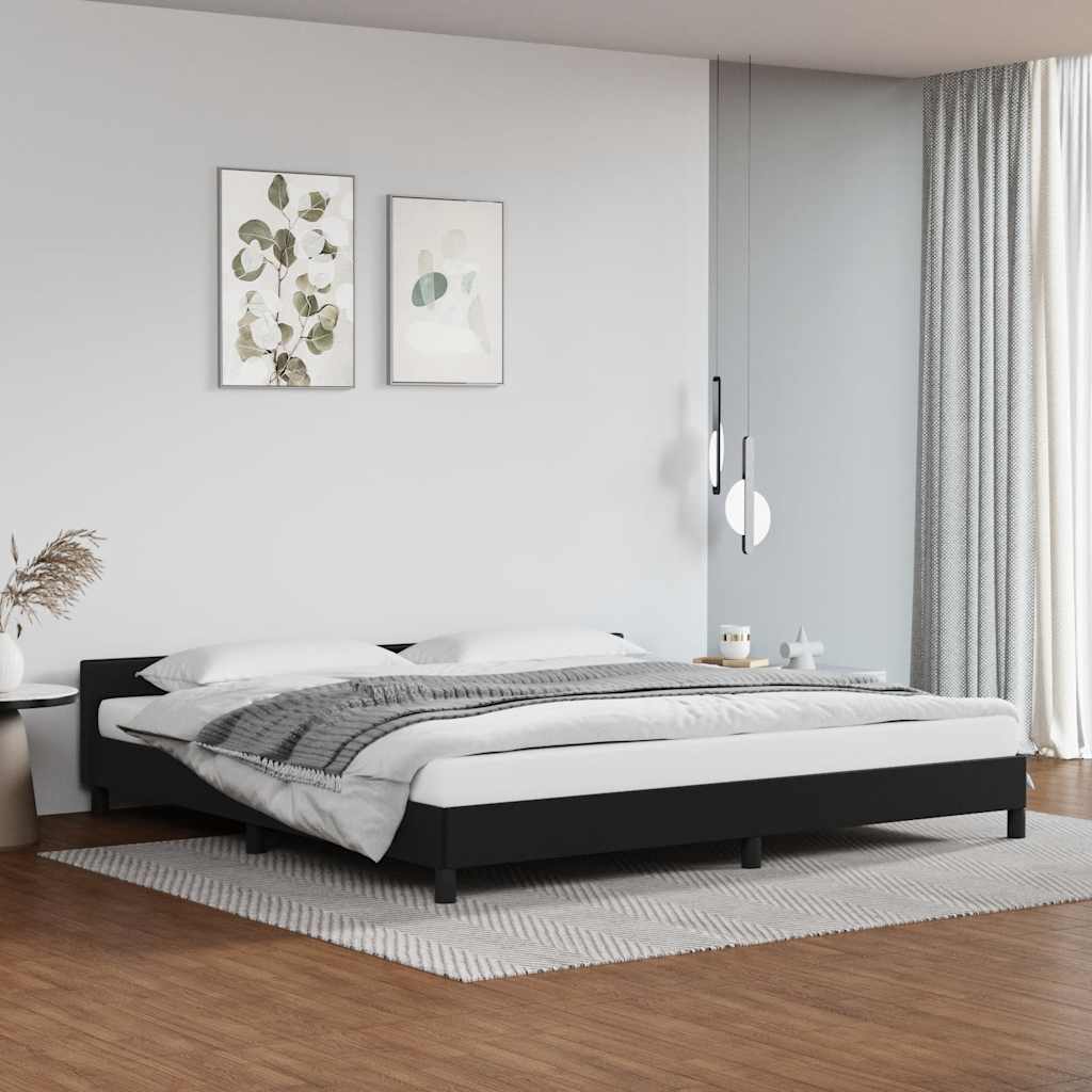 Cadre de lit avec tête de lit sans matelas noir 200x200 cm - XIOS
