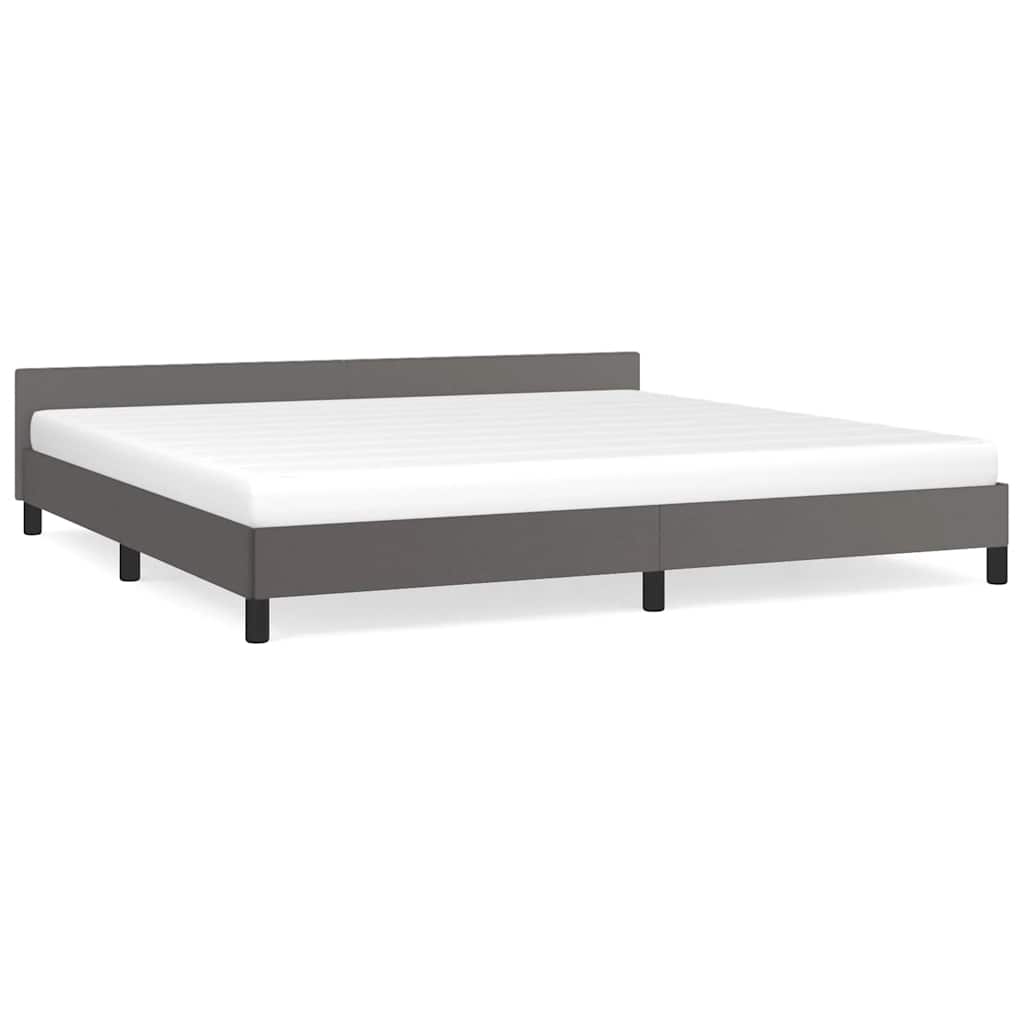 Cadre de lit avec tête de lit sans matelas gris 200x200 cm - XIOS
