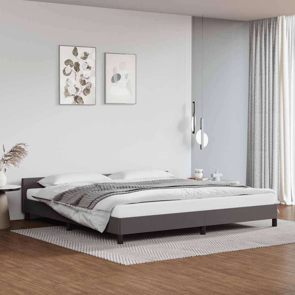 Cadre de lit avec tête de lit sans matelas gris 200x200 cm - XIOS