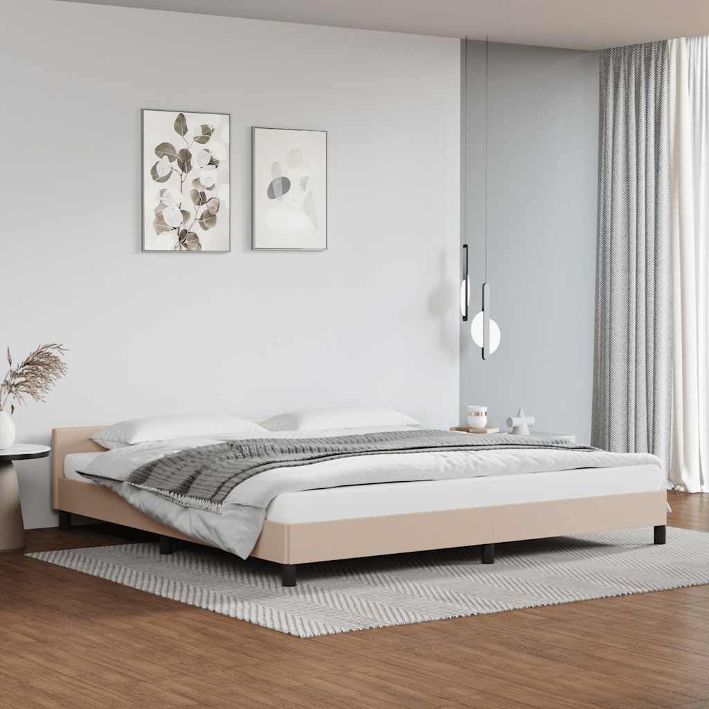 Cadre de lit avec tête de lit sans matelas cappuccino 200x200cm - XIOS