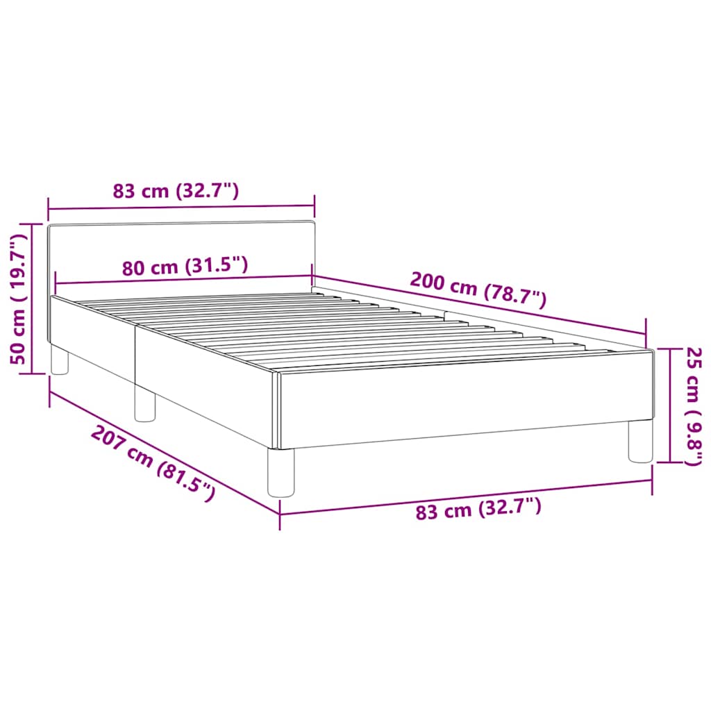Cadre de lit sans matelas gris clair 80x200 cm velours - XIOS