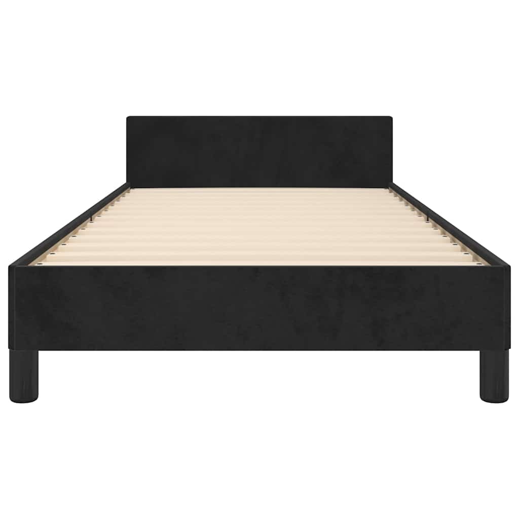 Cadre de lit et tête de lit sans matelas noir 80x200 cm velours - XIOS