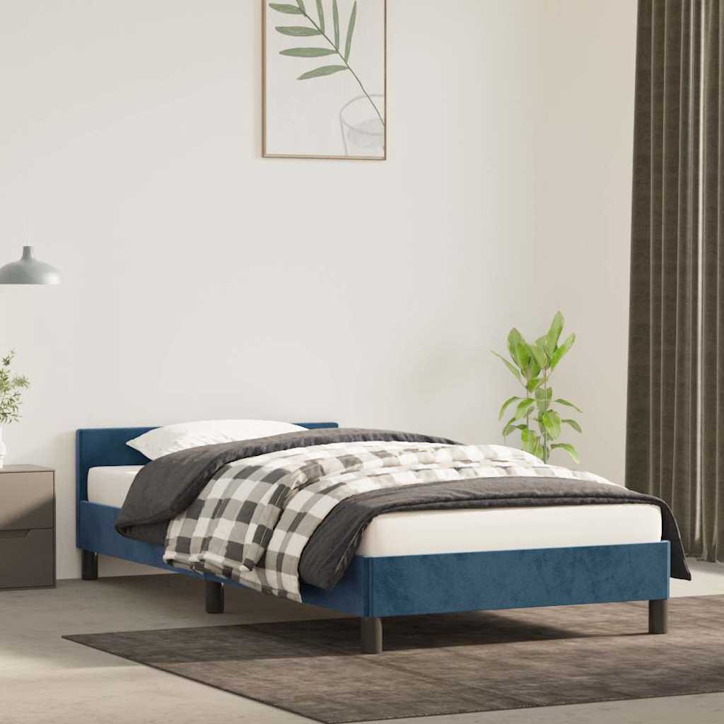 Cadre de lit sans matelas bleu foncé 80x200 cm velours - XIOS