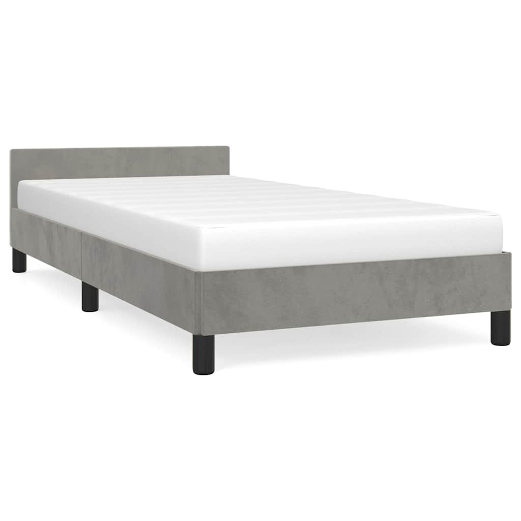 Cadre de lit sans matelas gris clair 90x190 cm velours - XIOS