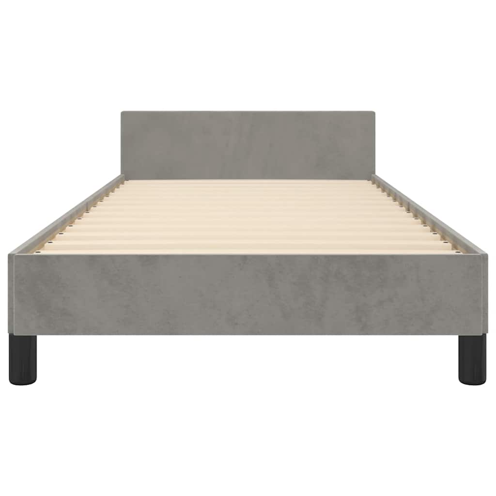 Cadre de lit sans matelas gris clair 90x190 cm velours - XIOS
