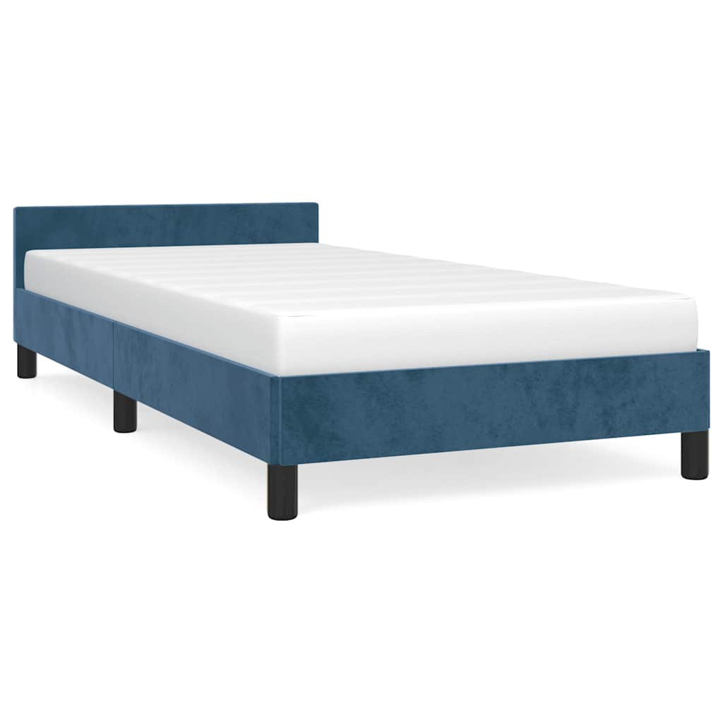 Cadre de lit sans matelas bleu foncé 90x190 cm velours - XIOS