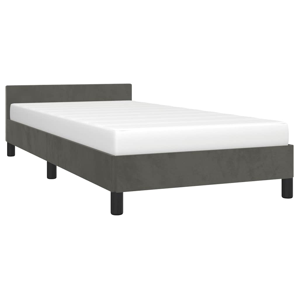 Cadre de lit sans matelas gris foncé 90x200 cm velours - XIOS