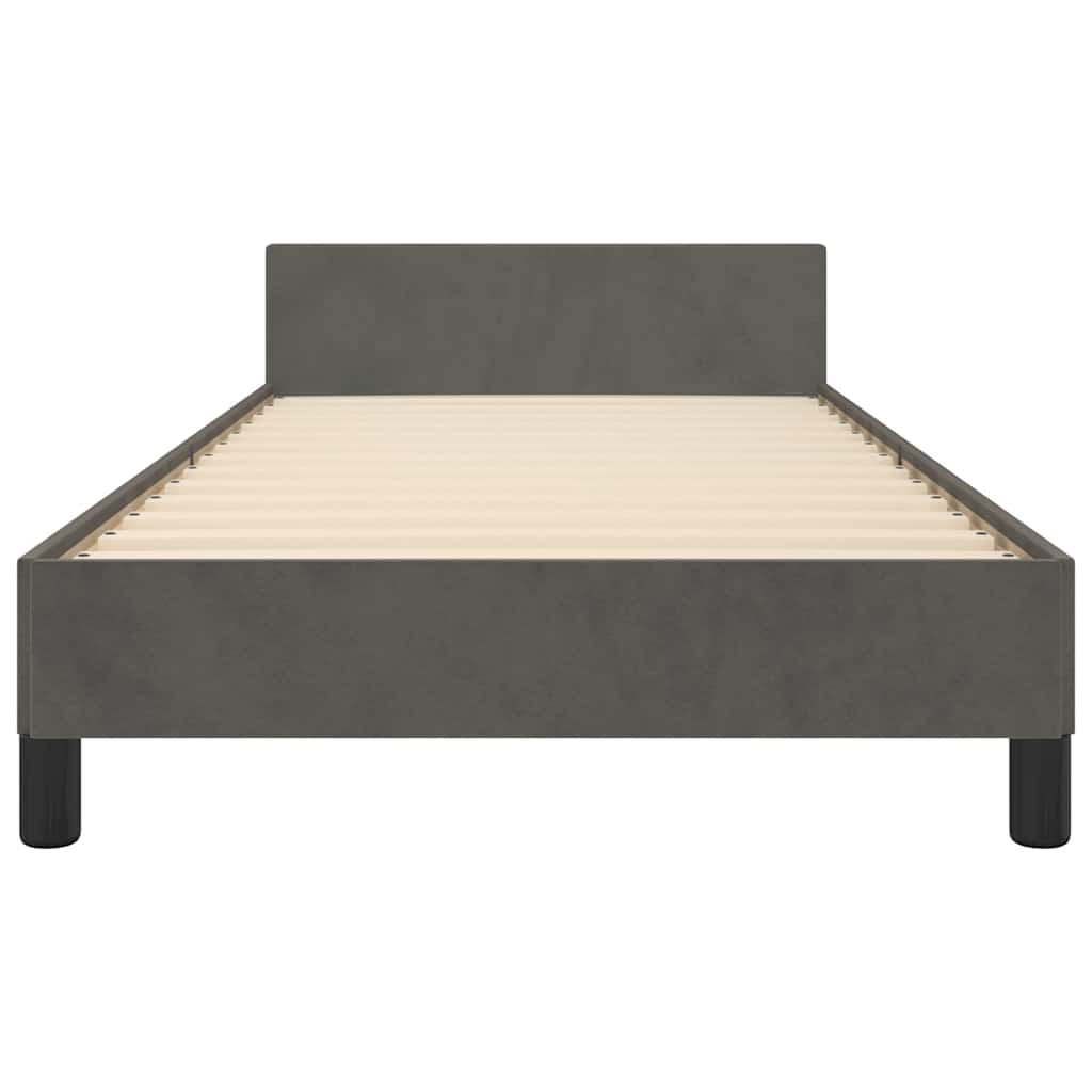 Cadre de lit sans matelas gris foncé 90x200 cm velours - XIOS